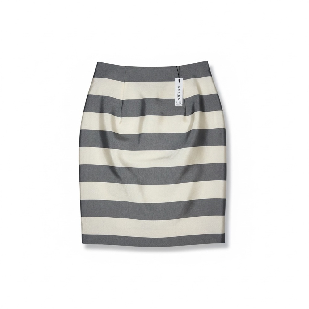 Burberry Striped Pencil Skirt in Gray and Cream -